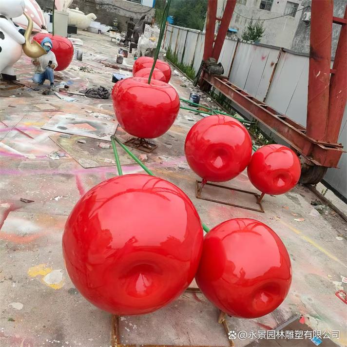 仿真櫻桃雕塑 玻璃鋼水果雕塑擺件